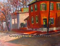 Ron Anderson's oil painting "Around the corner in German Village"