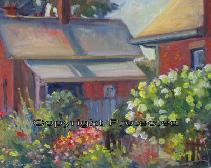 Ron Anderson's oil painting "English Garden in German Village"