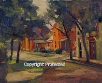 Ron Anderson's oil painting "S. 5th Street & E. Kossuth Street"