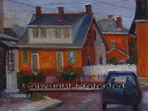 Ron Anderson's oil painting "E. Blenkner Street & S. Lazelle Street"