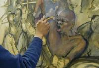 Photo of Ron Anderson painting "Cargo"